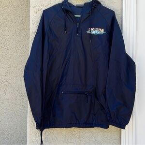 Pink Dolphin Blue Nylon 1/4 Zip Pullover Windbreaker Hoodie Jacket Men's Size S